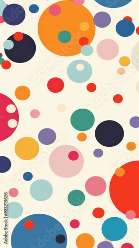 Vibrant circles of different sizes and colors create an abstract design on a soft background