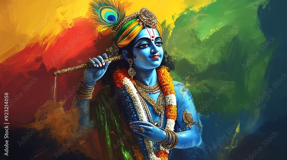krishna god with indian flag background krishna god with indian flag background
