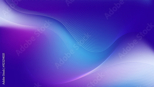 Vibrant abstract background with flowing purple and blue gradient waves and delicate lines, creating a dynamic and modern design.