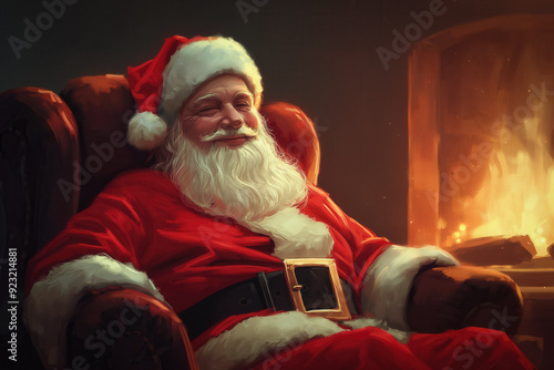 Fireplace and santa illustr...