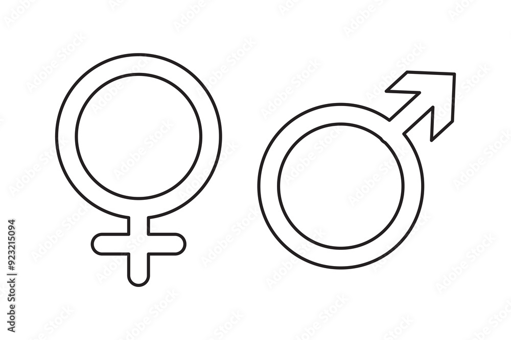Unisex Icon Designed in a Line Style, Gender icon vector design. Male, female sign of gender equality icon vector. Vector illustration, Male and female symbols on a white background Unisex Icon Designed in a Line Style, Gender icon vector design. Male, female sign of gender equality icon vector. Vector illustration, Male and female symbols on a white background