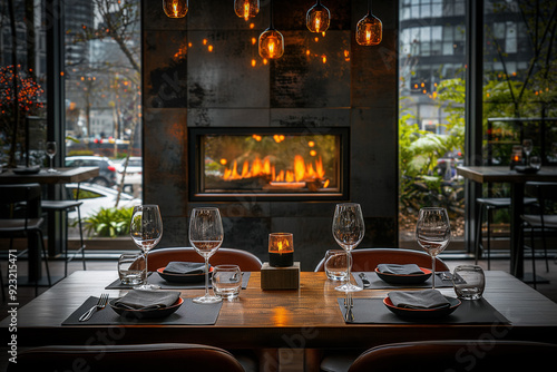 Fireplace in a lux restaurant