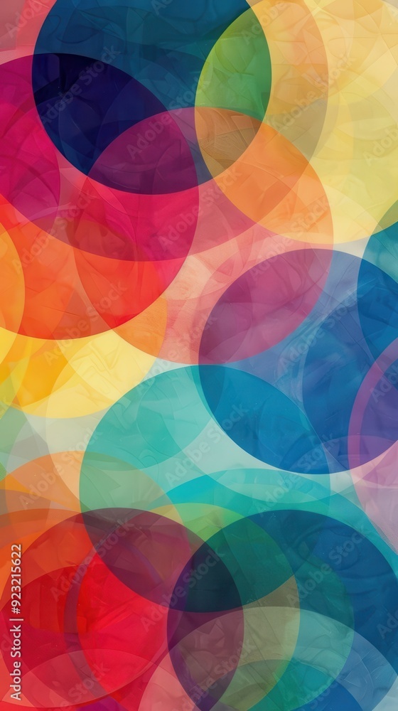 Obraz premium Bright, overlapping circles of various colors form an abstract design with a cheerful ambiance