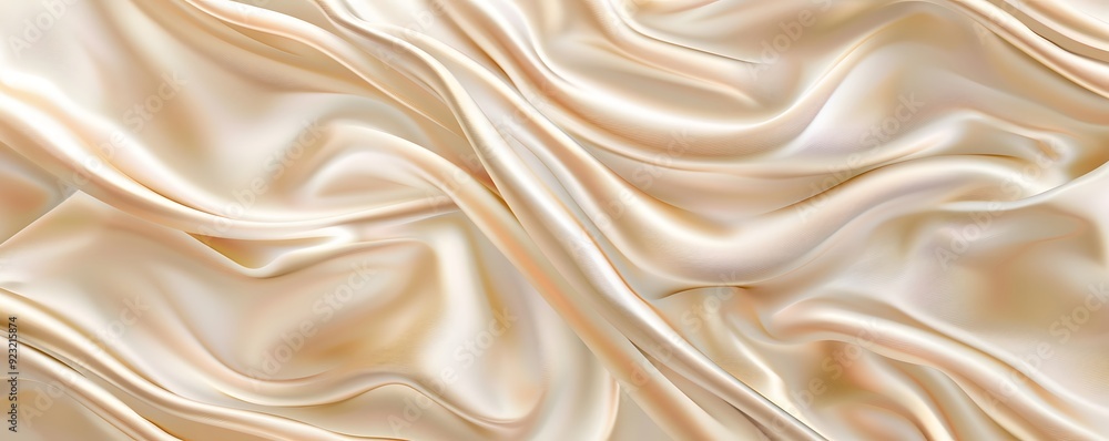 Fototapeta premium Abstract Draped Creamy White Satin Fabric Texture
