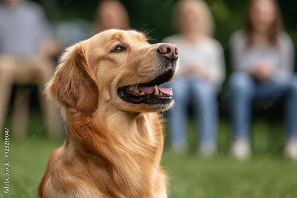 A dog barks and wags its tail during a socialization session with a trainer, creating a warm and friendly atmosphere. A dog barks and wags its tail during a socialization session with a trainer, creating a warm and friendly atmosphere.