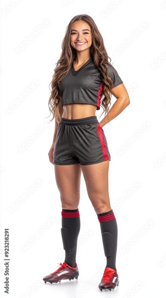 Energetic Slavic Female Fitness Model in Basketball Uniform Smiling with Dynamic Pose on White Background, Generative Ai Energetic Slavic Female Fitness Model in Basketball Uniform Smiling with Dynamic Pose on White Background, Generative Ai