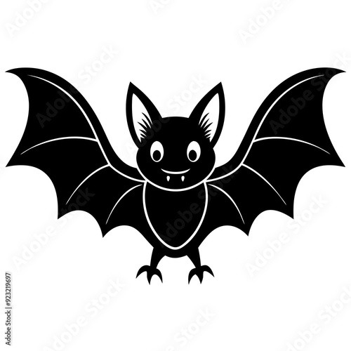 Cartoon halloween bat flying white background