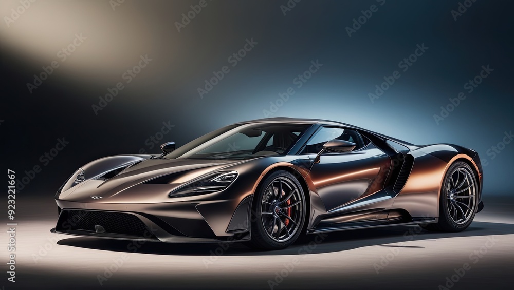 Metallic modern luxury bronze sports car Metallic modern luxury bronze sports car