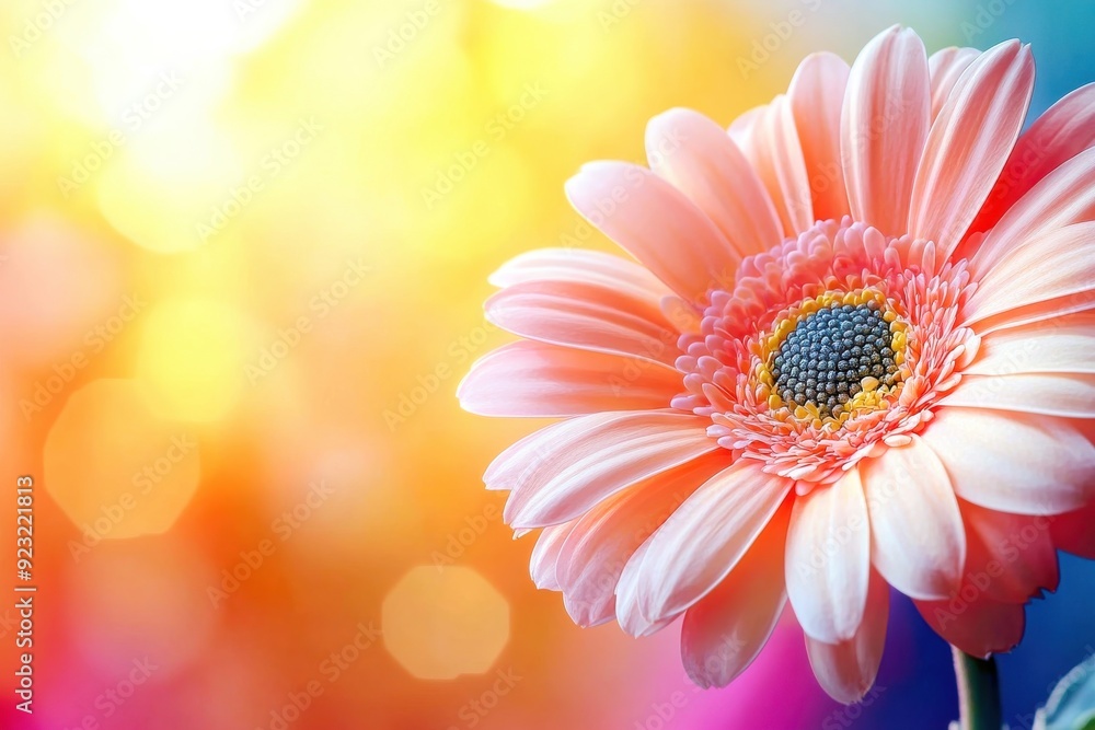 A stunning gerbera daisy radiates beauty, adorned with vibrant petals and a captivating center, illuminated by gentle sunlight A stunning gerbera daisy radiates beauty, adorned with vibrant petals and a captivating center, illuminated by gentle sunlight