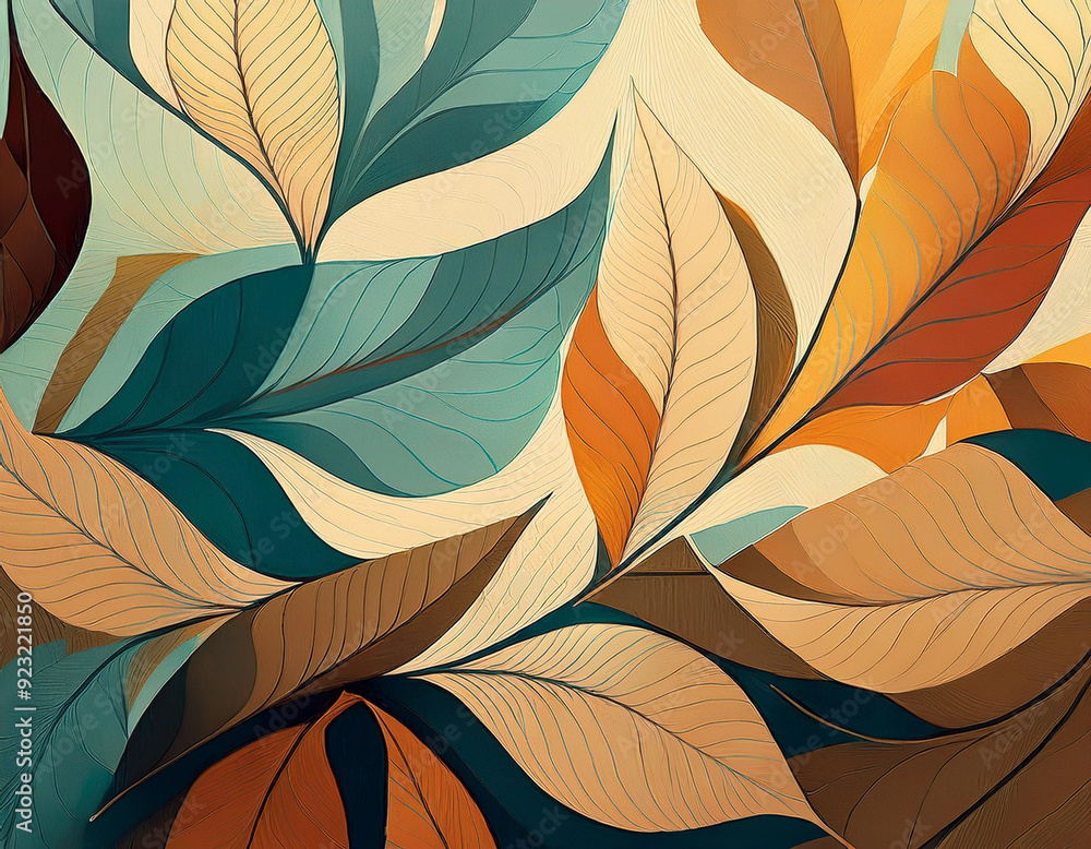 Abstract Background with Leaf Textures Layered Transparency Creating Depth Abstract Background with Leaf Textures Layered Transparency Creating Depth