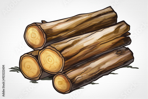 Stack of fireplace log isol...