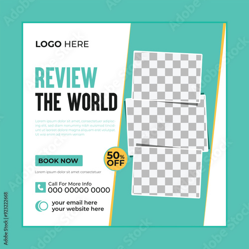 adventure travel social media post or online banner template