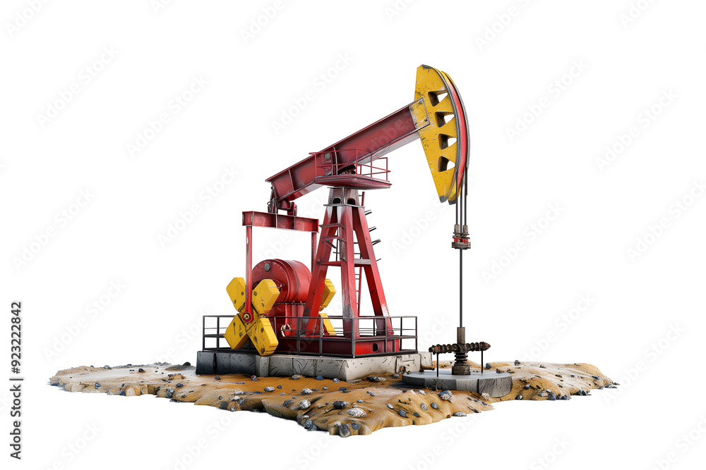 Obraz premium 3d realistic crude oil well pump isolated on transparent background.