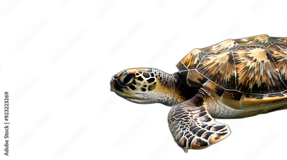 Obraz premium Beside View of Loggerhead Turtle, Left Side Perspective, High-Resolution Turtle Photography, Generative AI