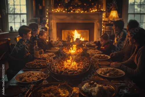 Whole family having dinner ...