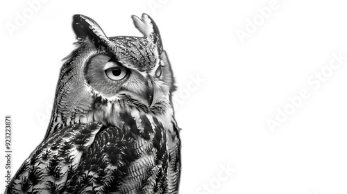 Turkmenian Eagle Owl (Bubo bubo turcomanus) Sitting, High-Resolution Owl Photography, Detailed Bird Image, Generative AI photo