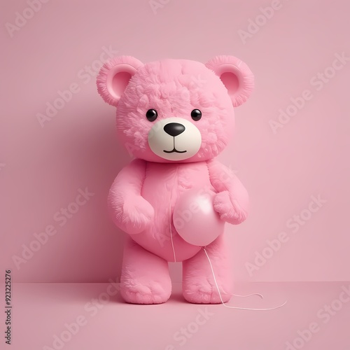 A Pink Teddy Bear Holding A Balloon