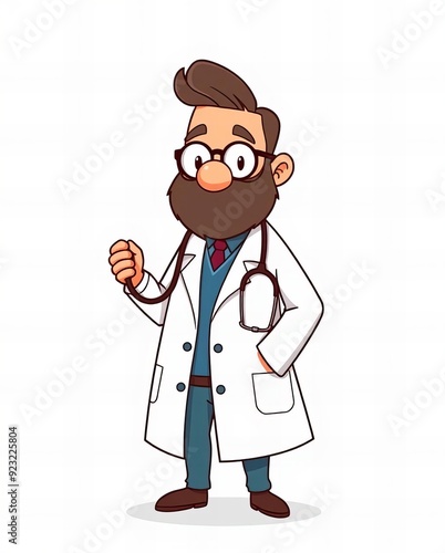 cartoon doctor with a beard and a stethoscope.