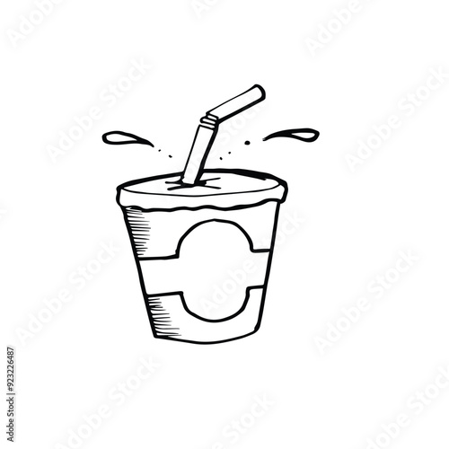bottle of soft drink doodle style vector illustration