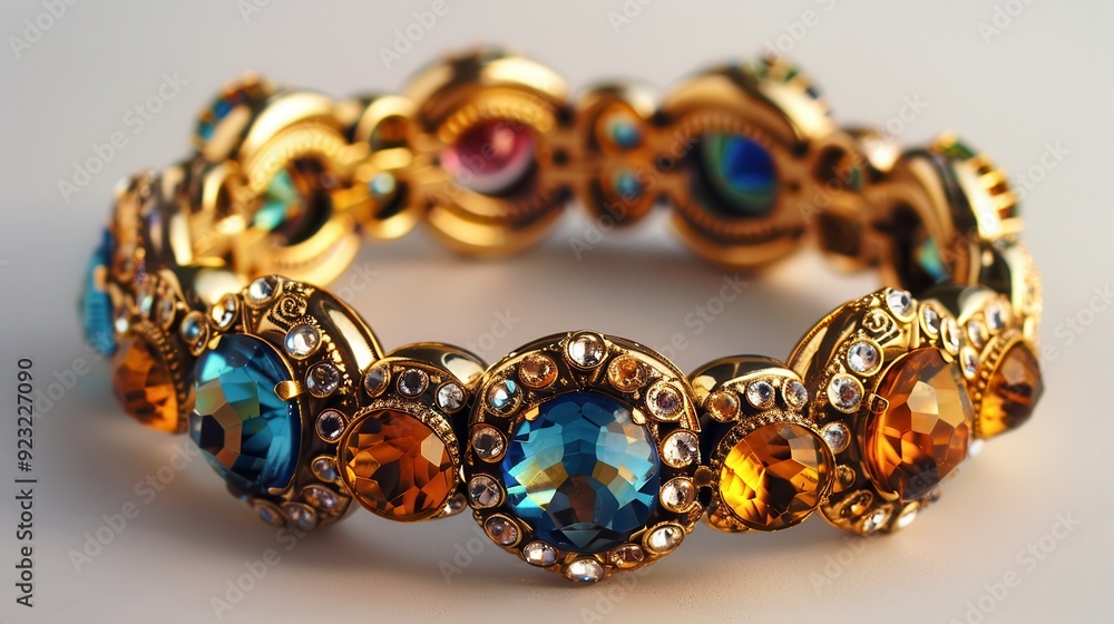 Luxury Ornate Bracelet with Elegant Gem and Bead Details Luxury Ornate Bracelet with Elegant Gem and Bead Details
