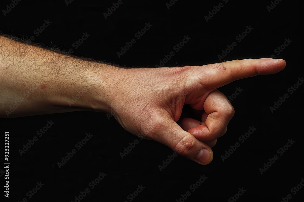 Male Hand Pointing. Caucasian Adult's Hand Pointing with Blank Background Male Hand Pointing. Caucasian Adult's Hand Pointing with Blank Background