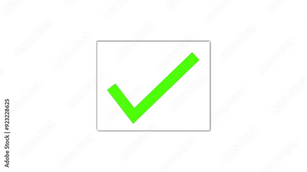 Check mark icon on white background. Green tick mark animation. Correct symbol. Check mark icon on white background. Green tick mark animation. Correct symbol.