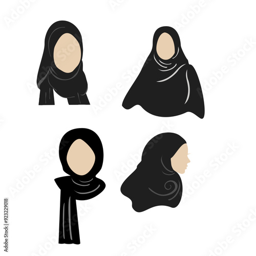 illustration of a Muslim wear hijabs and veils