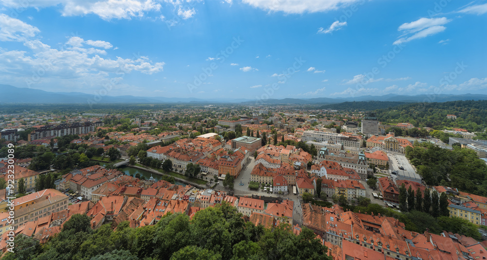 panorama of the town, Ljubljana, Slovenia, Europe, June 2024 panorama of the town, Ljubljana, Slovenia, Europe, June 2024