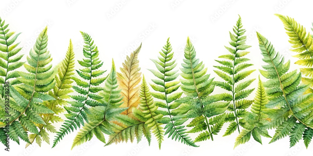 Obraz premium Watercolor Fern Border