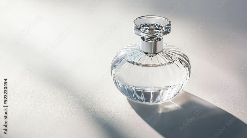 A clean white background product shot of a designer perfume bottle with soft shadows and subtle reflections that enhance the elegant and sophisticated package design A clean white background product shot of a designer perfume bottle with soft shadows and subtle reflections that enhance the elegant and sophisticated package design