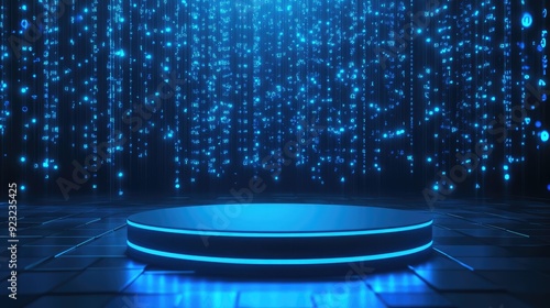 Digital technology modern futuristic look stage podium for computer products showcase advertising montage background.