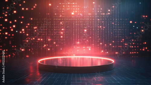 Digital technology modern futuristic look stage podium for computer products showcase advertising montage background.