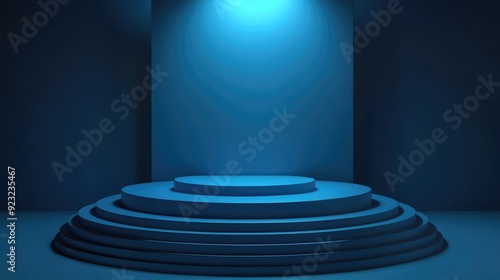 Digital technology modern futuristic look stage podium for computer products showcase advertising montage background.