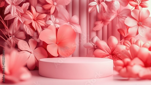 Floral flower sweet tone stage cosmetic podium products showcase for advertising background.