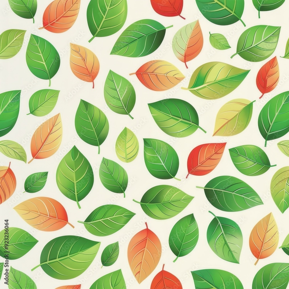 Colorful leaves creating a vibrant nature pattern on a light background Colorful leaves creating a vibrant nature pattern on a light background