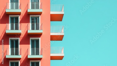 Modern architecture, concrete blocks with sharp edges, geometric shapes, golden hour lighting