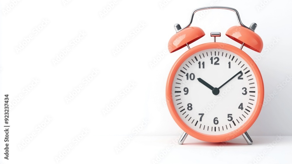 Digital clock icon with alarm bells isolated on a clean white background representing the concept of education learning and time management in a simple modern 3D design Digital clock icon with alarm bells isolated on a clean white background representing the concept of education learning and time management in a simple modern 3D design