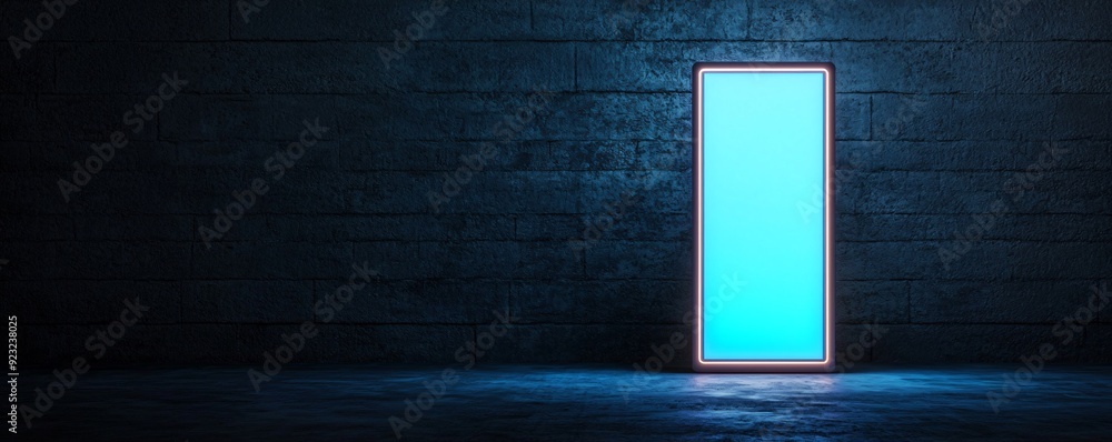 Portable battery glowing with blue light against a dark background symbolizing powerful energy storage Portable battery glowing with blue light against a dark background symbolizing powerful energy storage