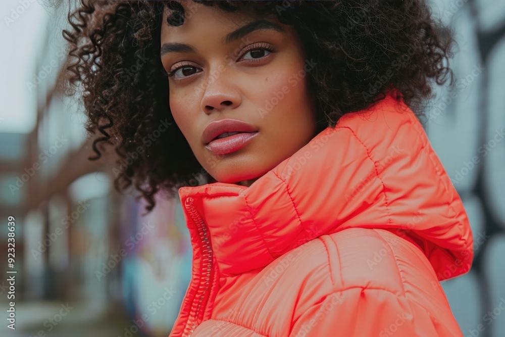 A beautiful Light Coral Puffer Jacket with Sapphire accents for cold days A beautiful Light Coral Puffer Jacket with Sapphire accents for cold days