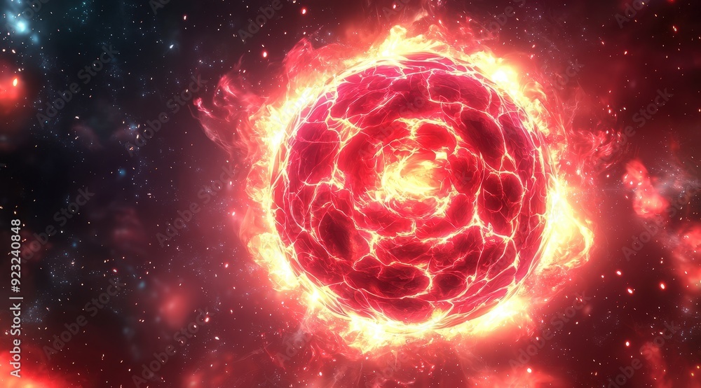 Obraz premium Fiery Cosmic Sphere In Space