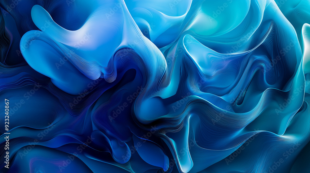Fototapeta premium blue smoke and waves abstract background