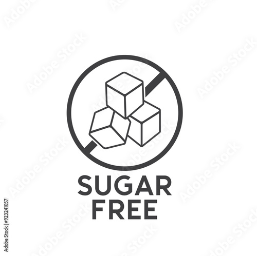 sugar free symbol, sugar free label, vector art.