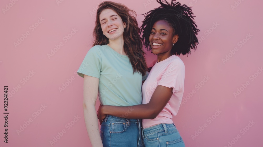 The smiling friends hug The smiling friends hug