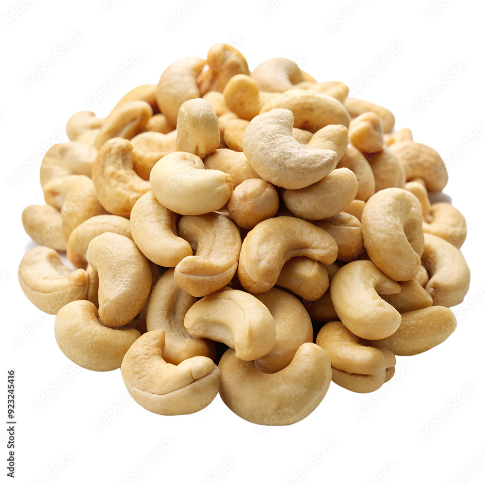 Pile of cashew nuts isolated on white background. Ai generated Pile of cashew nuts isolated on white background. Ai generated