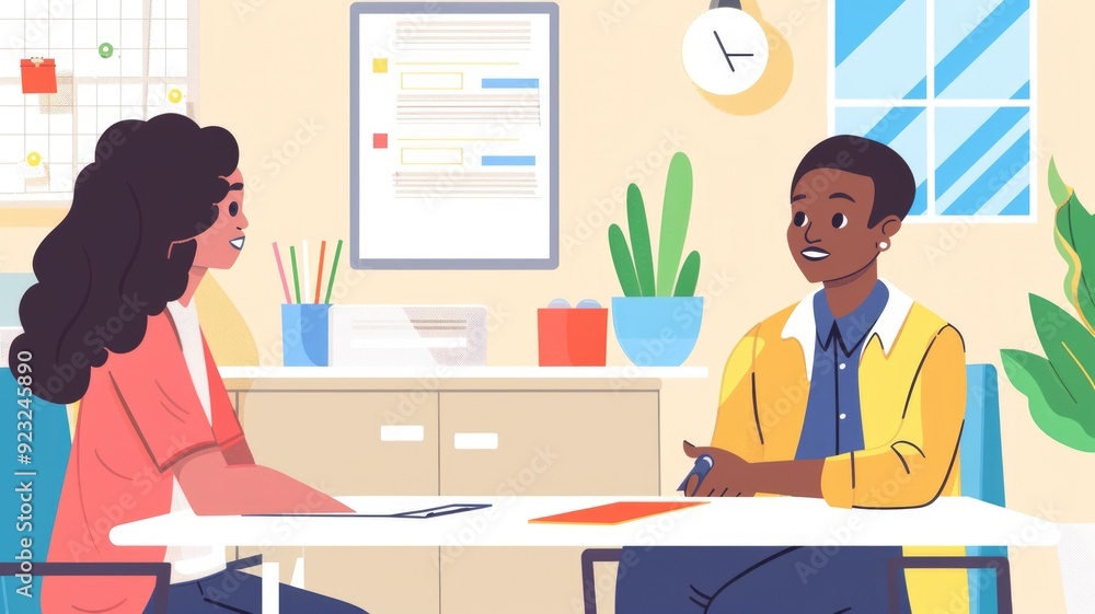 HR manager interviewing a diverse candidate, promoting inclusive hiring practices and equal opportunity HR manager interviewing a diverse candidate, promoting inclusive hiring practices and equal opportunity
