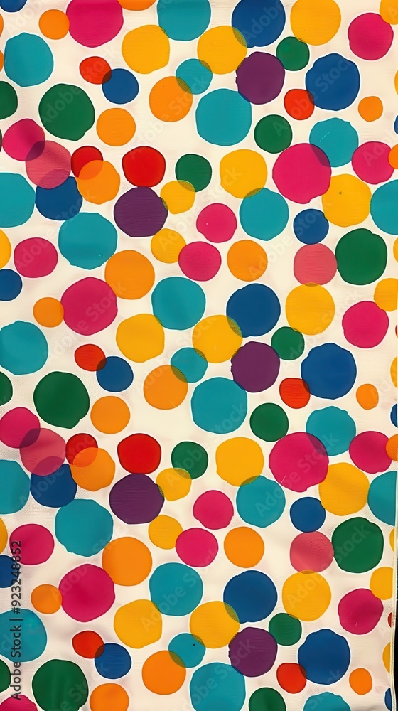A lively arrangement of multicolored polka dots creates an inviting and cheerful textile design A lively arrangement of multicolored polka dots creates an inviting and cheerful textile design