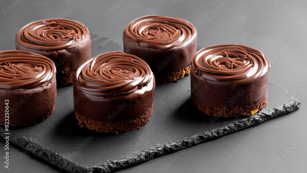 Chocolate cakes on black board. Chocolate cakes on black board.