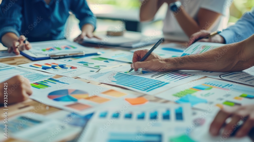 A team analyzing business charts A team analyzing business charts