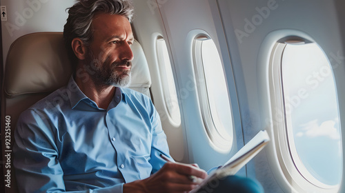 Businessman on Airplane