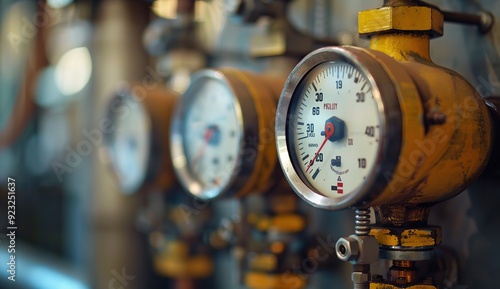 A close-up shot of the pressure gauges on an industrial plant